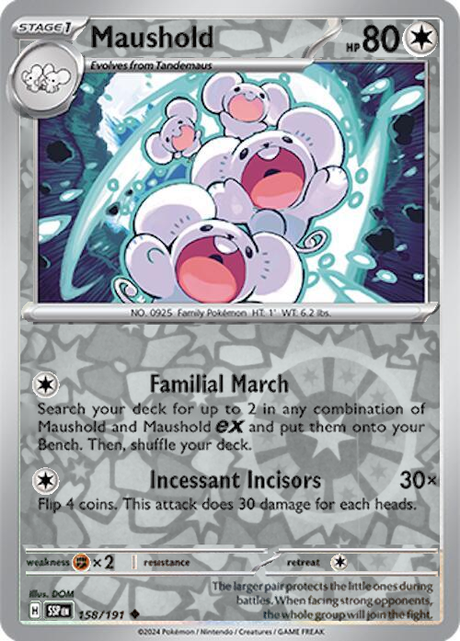 Maushold 158/191, Surging Sparks, Reverse Holo, representative matte composite