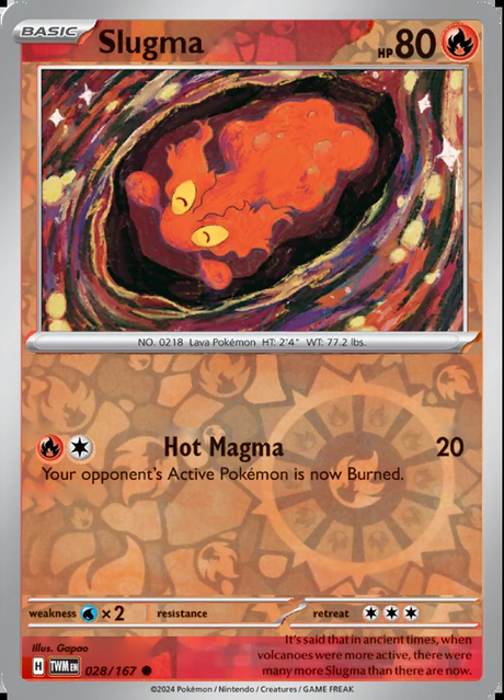 Slugma 028/167, Twilight Masquerade, Reverse Holo, representative matte composite