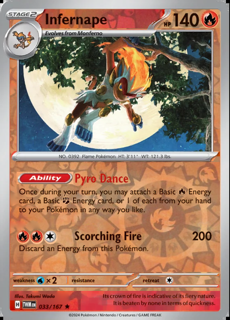 Infernape 033/167, Twilight Masquerade, Reverse Holo, representative matte composite