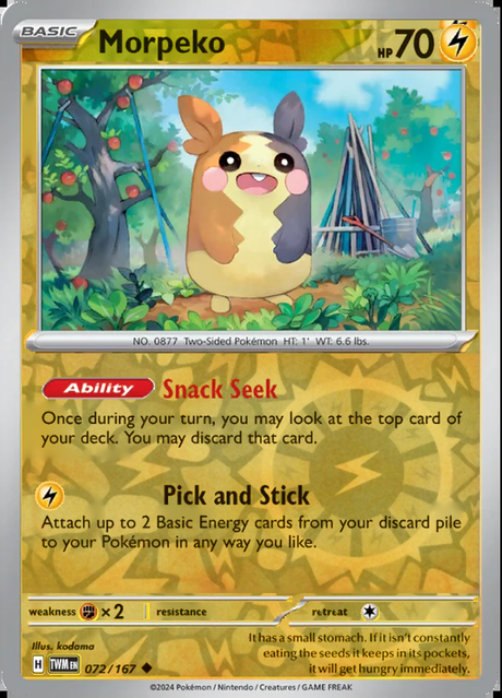 Morpeko 072/167, Twilight Masquerade, Reverse Holo, representative matte composite