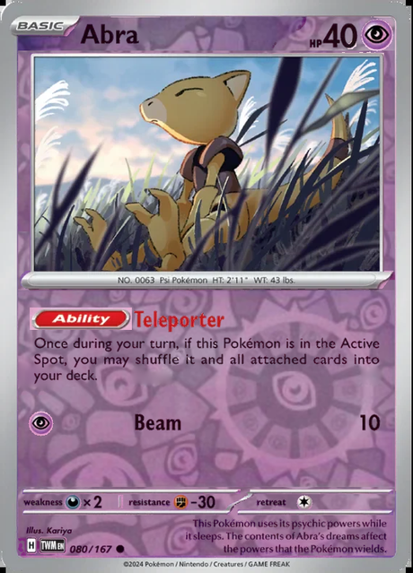 Abra 080/167, Twilight Masquerade, Reverse Holo, representative matte composite