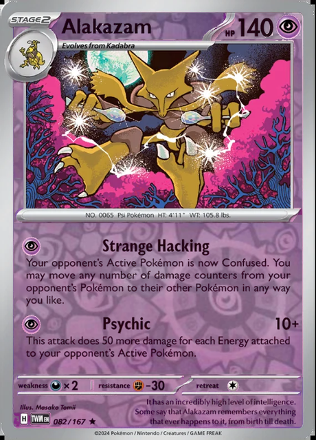 Alakazam 082/167, Twilight Masquerade, Reverse Holo, representative matte composite