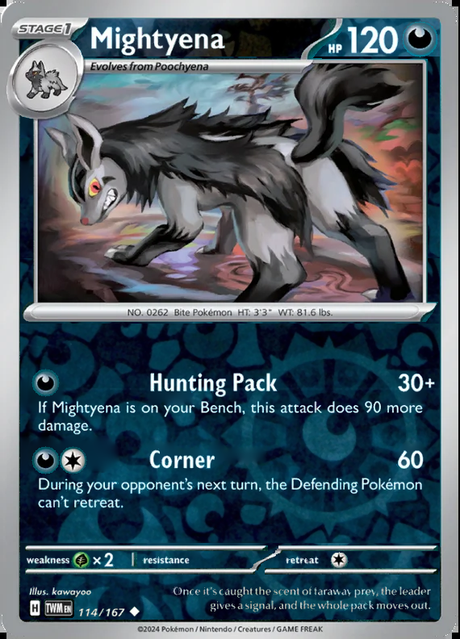 Mightyena 114/167, Twilight Masquerade, Reverse Holo, representative matte composite