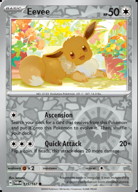 Eevee 135/167, Twilight Masquerade, Reverse Holo, representative matte composite