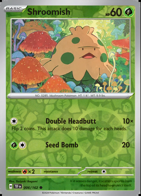 Shroomish 006/162, Temporal Forces, Reverse Holo, representative matte composite