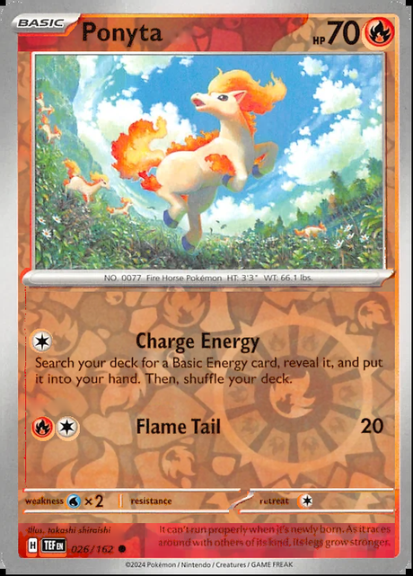Ponyta 026/162, Temporal Forces, Reverse Holo, representative matte composite