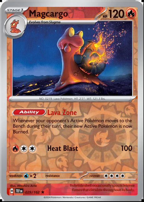 Magcargo 029/162, Temporal Forces, Reverse Holo, representative matte composite