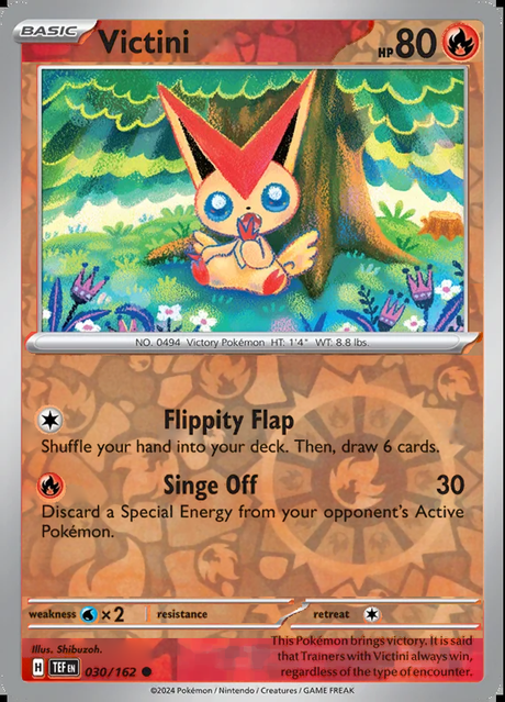 Victini 030/162, Temporal Forces, Reverse Holo, representative matte composite