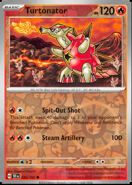 Turtonator 035/162, Temporal Forces, Reverse Holo, representative matte composite