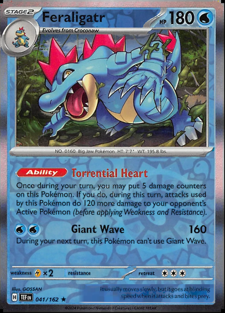 Feraligatr 041/162, Temporal Forces, Reverse Holo, representative matte composite