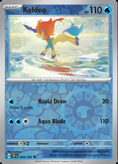Keldeo 044/162, Temporal Forces, Reverse Holo, representative matte composite