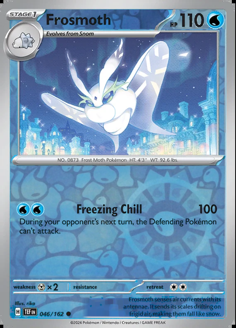 Frosmoth 046/162, Temporal Forces, Reverse Holo, representative matte composite