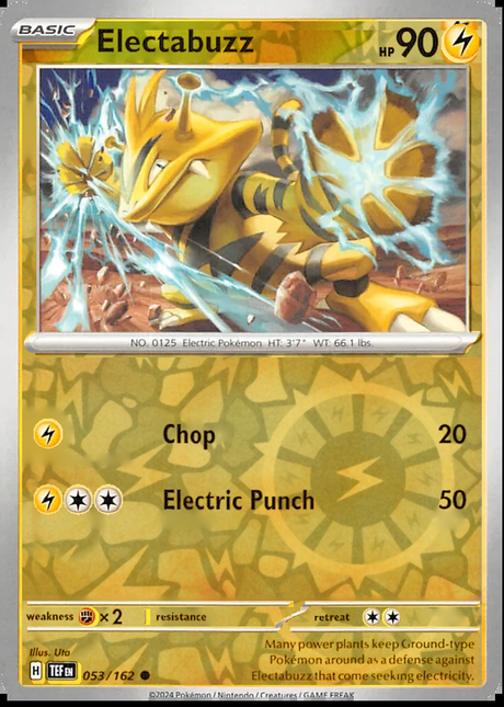Electabuzz 053/162, Temporal Forces, Reverse Holo, representative matte composite