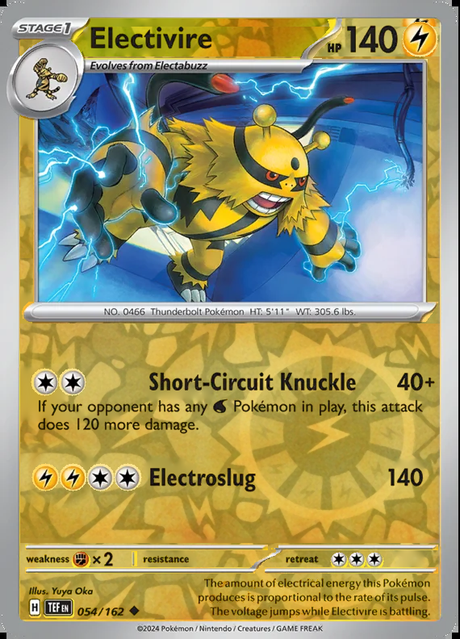 Electivire 054/162, Temporal Forces, Reverse Holo, representative matte composite