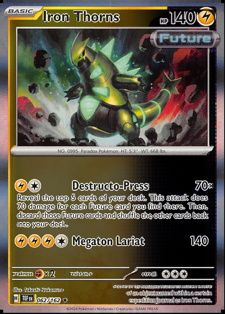 Iron Thorns 062/162, Temporal Forces, Reverse Holo, representative matte composite
