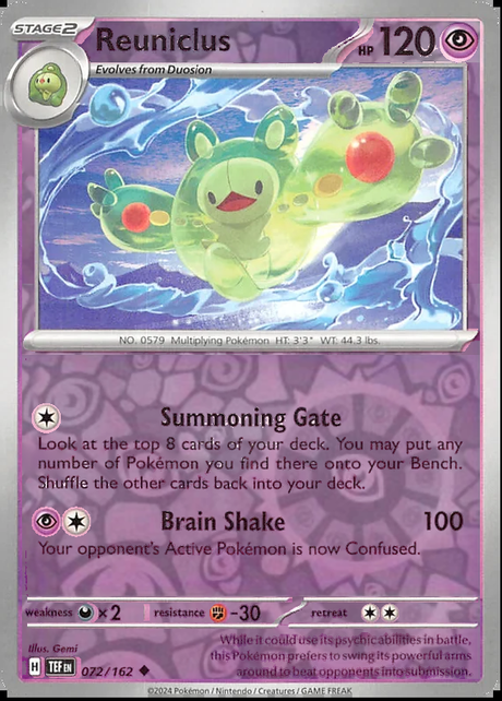 Reuniclus 072/162, Temporal Forces, Reverse Holo, representative matte composite