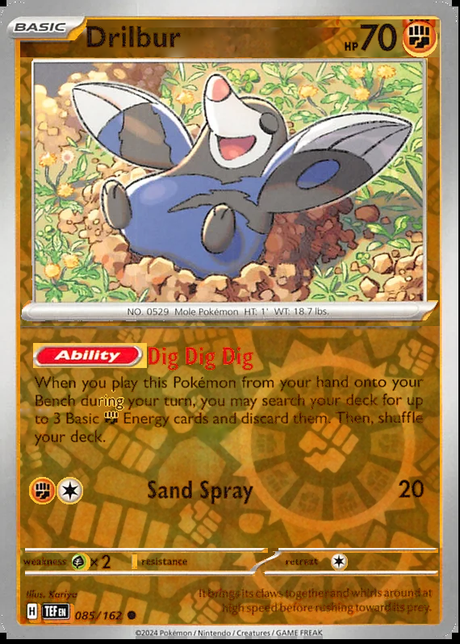 Drilbur 085/162, Temporal Forces, Reverse Holo, representative matte composite