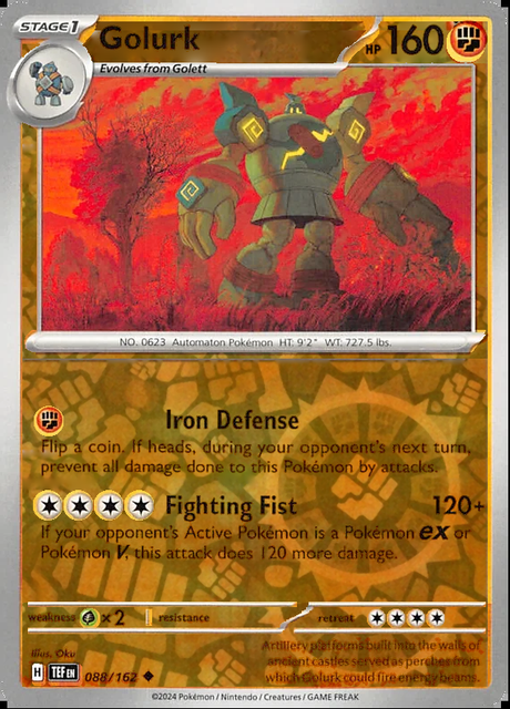 Golurk 088/162, Temporal Forces, Reverse Holo, representative matte composite