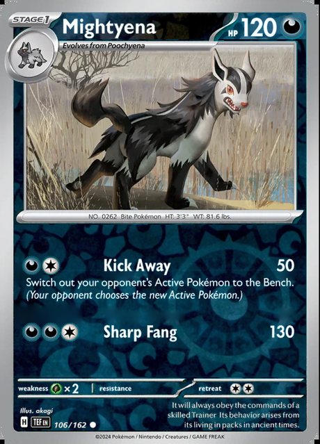 Mightyena 106/162, Temporal Forces, Reverse Holo, representative matte composite