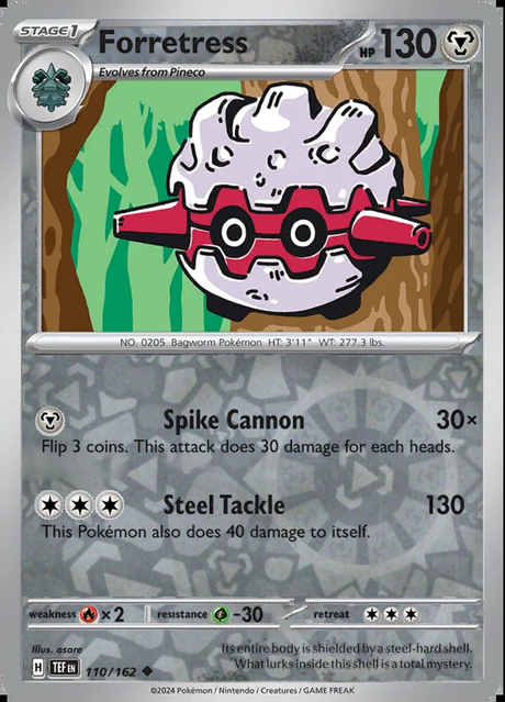 Forretress 110/162, Temporal Forces, Reverse Holo, representative matte composite