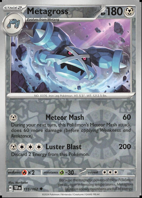 Metagross 115/162, Temporal Forces, Reverse Holo, representative matte composite
