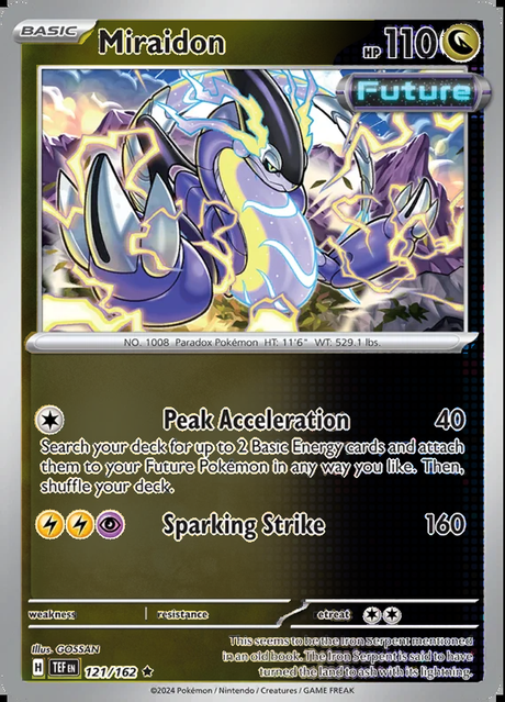 Miraidon 121/162, Temporal Forces, Reverse Holo, representative matte composite