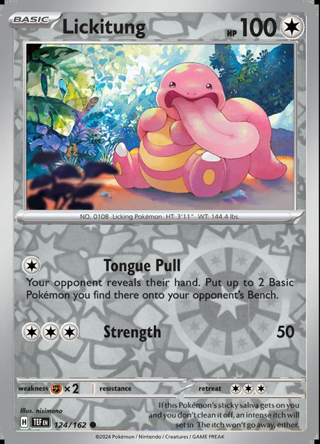 Lickitung 124/162, Temporal Forces, Reverse Holo, representative matte composite