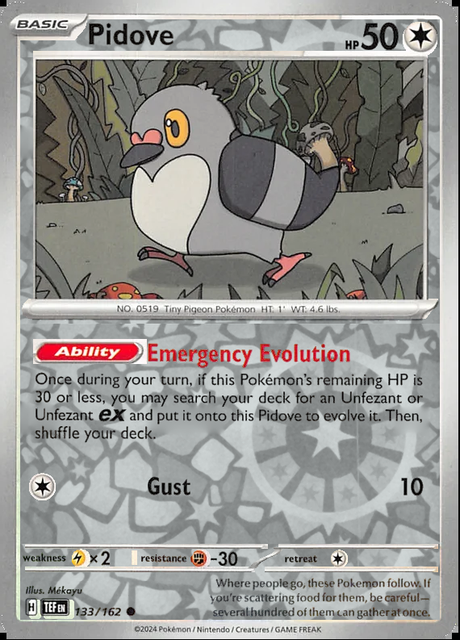 Pidove 133/162, Temporal Forces, Reverse Holo, representative matte composite