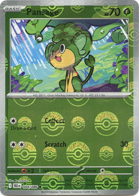 Pansage 004/086 - Black Bolt - Poké Ball Reverse Holo