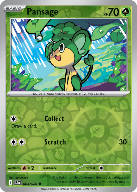 Pansage 004/086 - Black Bolt - Reverse Holo