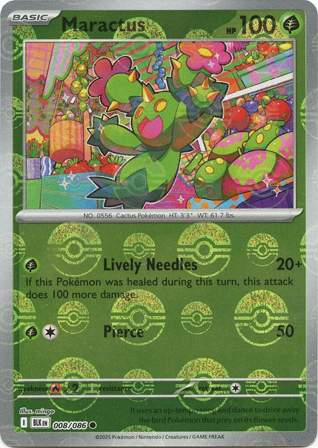 Maractus 008/086 - Black Bolt - Poké Ball Reverse Holo