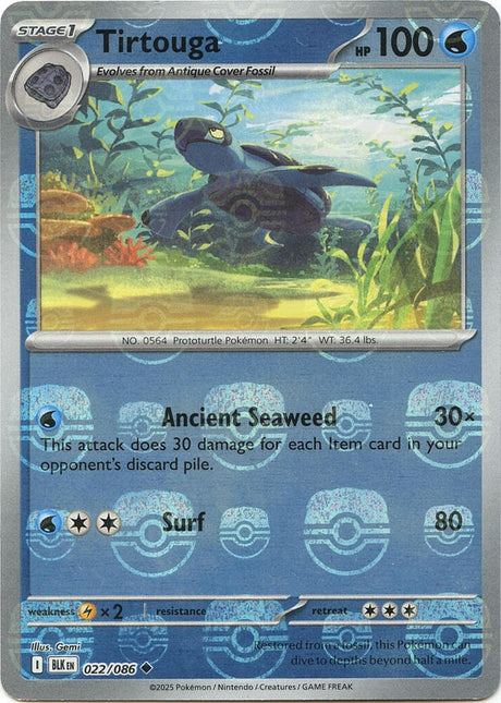 Tirtouga 022/086 - Black Bolt - Master Ball Reverse Holo