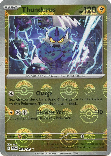 Thundurus 033/086 - Black Bolt - Poké Ball Reverse Holo