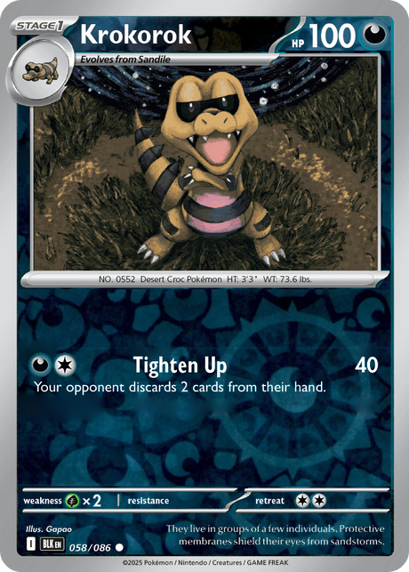 Krokorok 058/086 - Black Bolt - Reverse Holo