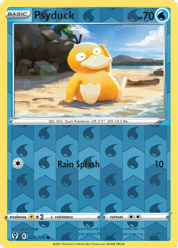 Psyduck 024/203 - Pokemon TCG Evolving Skies - Reverse Holo - representative matte composite (not an authentic reflective foil scan).