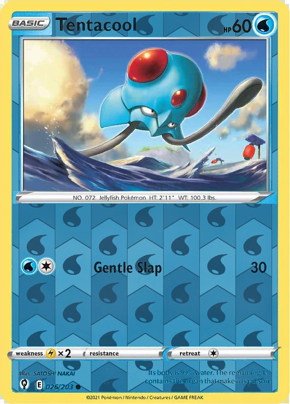 Tentacool 026/203 - Pokemon TCG Evolving Skies - Reverse Holo - representative matte composite (not an authentic reflective foil scan).