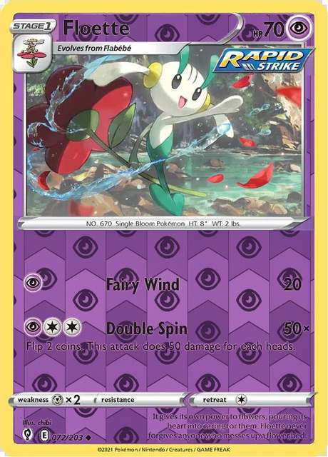 Floette 072/203, Evolving Skies, Reverse Holo finish, representative matte composite; not an authentic reflective foil scan