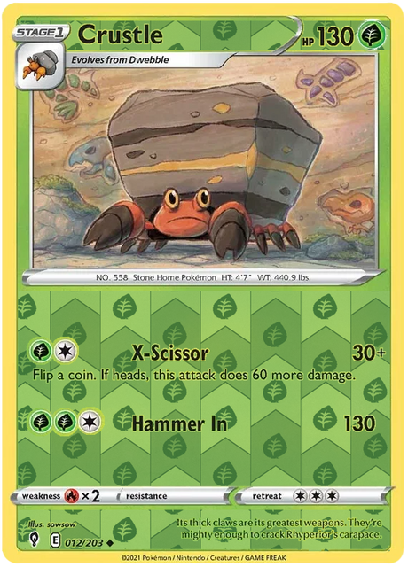 Crustle 012, Evolving Skies Singles, Reverse Holo, representative matte composite