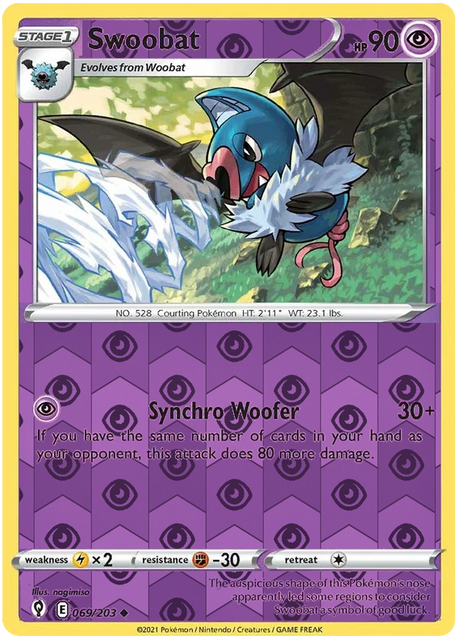 Swoobat 069, Evolving Skies Singles, Reverse Holo, representative matte composite