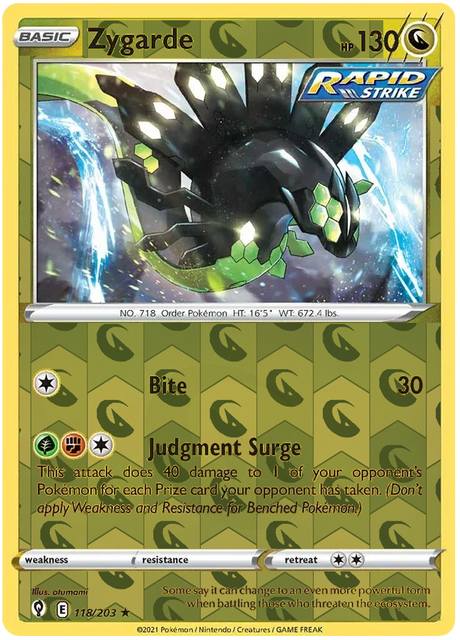Zygarde 118, Evolving Skies Singles, Reverse Holo, representative matte composite