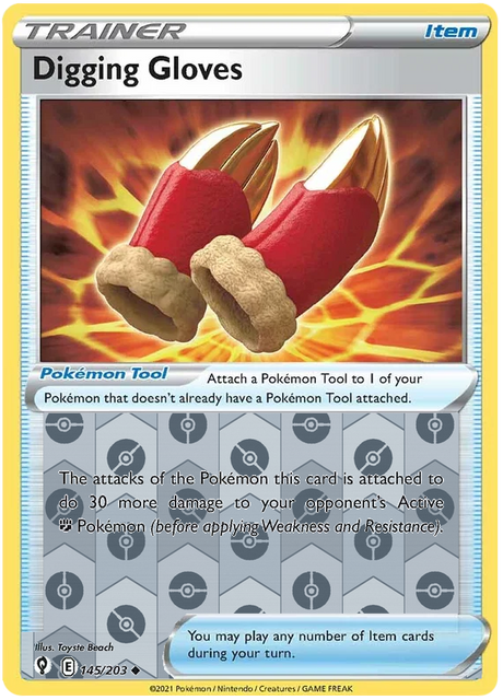 Digging Gloves 145, Evolving Skies Singles, Reverse Holo, representative matte composite