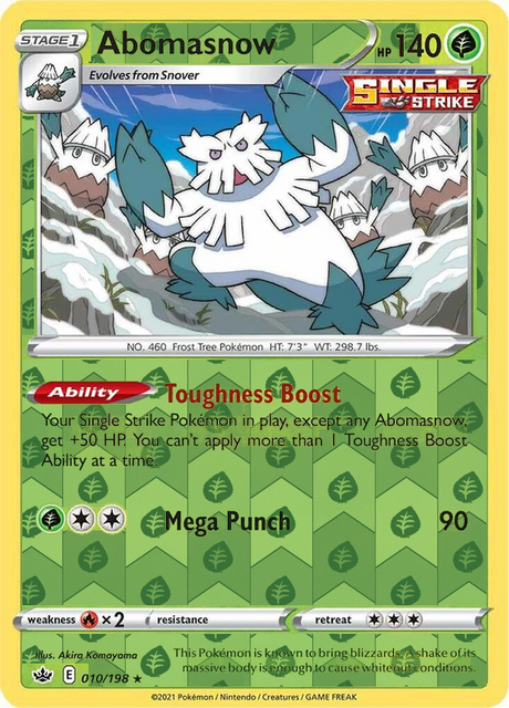 Abomasnow 010, Chilling Reign Singles, Reverse Holo, representative matte composite