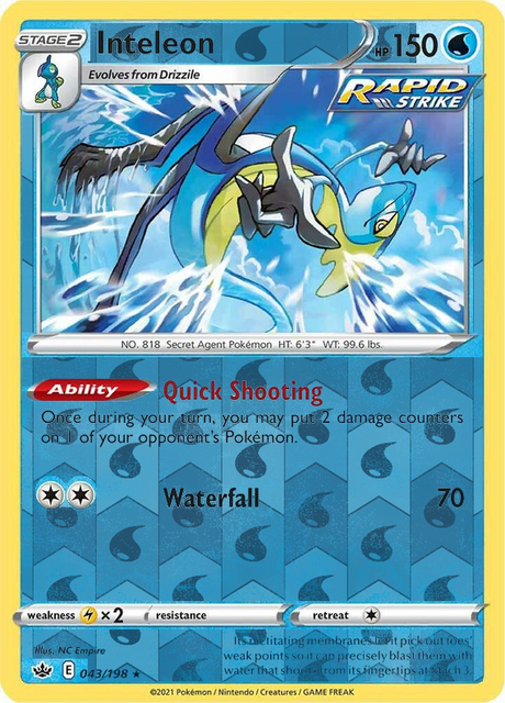 Inteleon 043, Chilling Reign Singles, Reverse Holo, representative matte composite
