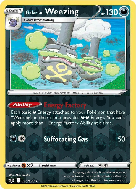 Galarian Weezing 096, Chilling Reign Singles, Reverse Holo, representative matte composite