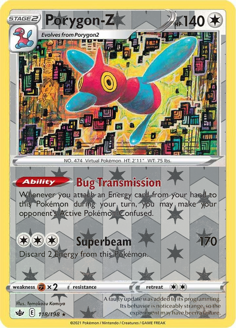 Porygon-Z 118, Chilling Reign Singles, Reverse Holo, representative matte composite