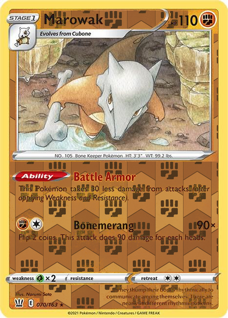 Marowak 070, Battle Styles Singles, Reverse Holo, representative matte composite