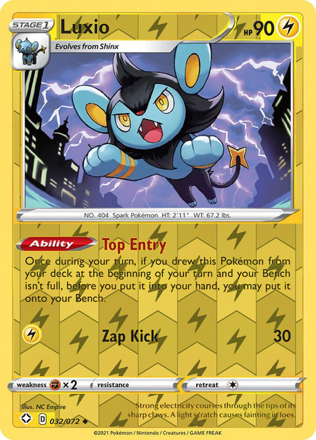 Luxio 032, Shining Fates Singles, Reverse Holo, representative matte composite