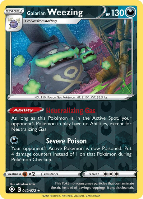 Galarian Weezing 042, Shining Fates Singles, Reverse Holo, representative matte composite