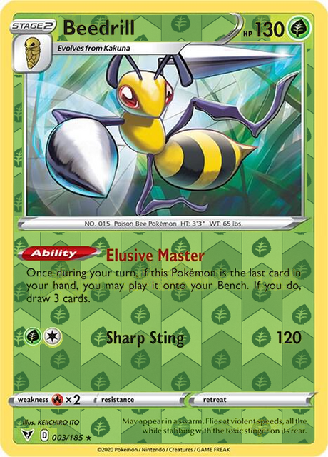 Beedrill 003, Vivid Voltage Singles, Reverse Holo, representative matte composite