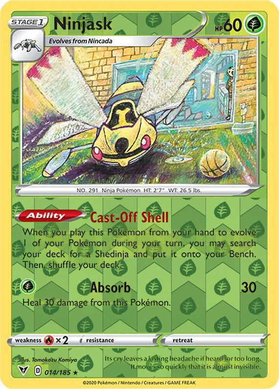 Ninjask 014, Vivid Voltage Singles, Reverse Holo, representative matte composite